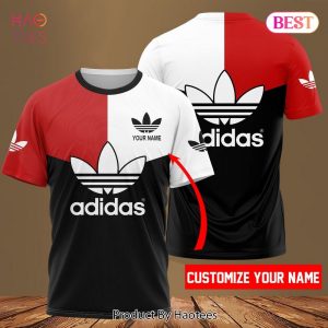 NEW Adidas Luxury Brand Black Red Mix White 3D T-Shirt