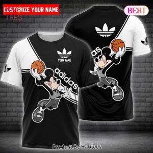 NEW Adidas Mickey Mouse Luxury Brand Black Background 3D T-Shirt