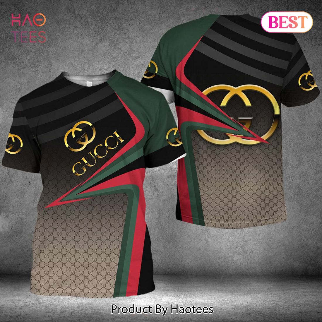 NEW Gucci Black Ombre Luxury Brand 3D T-Shirt Limited Edition
