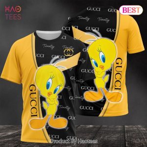 NEW Gucci Luxury Brand Gold Black 3D T-Shirt Limited Edition