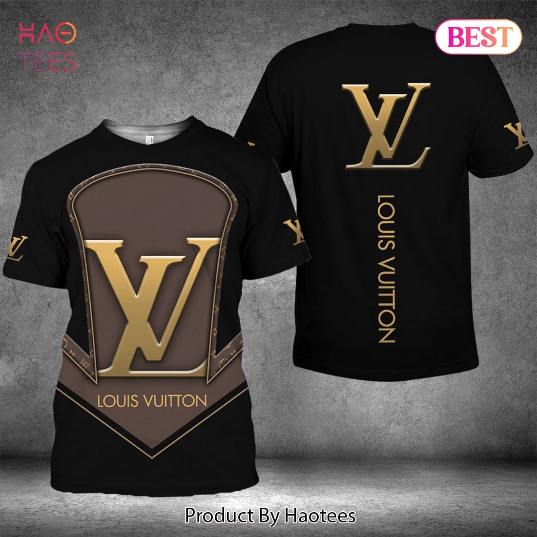 NEW Louis Vuitton Brown Black Combine Luxury Logo 3D T-Shirt Limited Edition