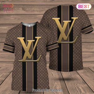 NEW Louis Vuitton Luxury Brand Vertical Plaid 3D T-Shirt Limited Edition