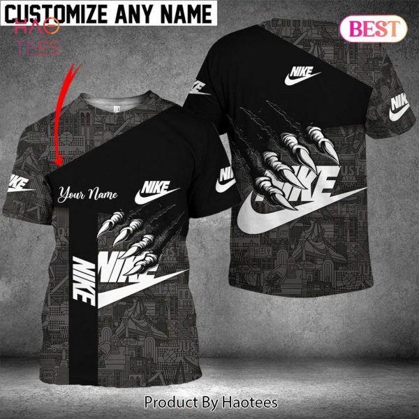 NEW Nike Customize Name 3D T-Shirt Black Grey Limited Edition