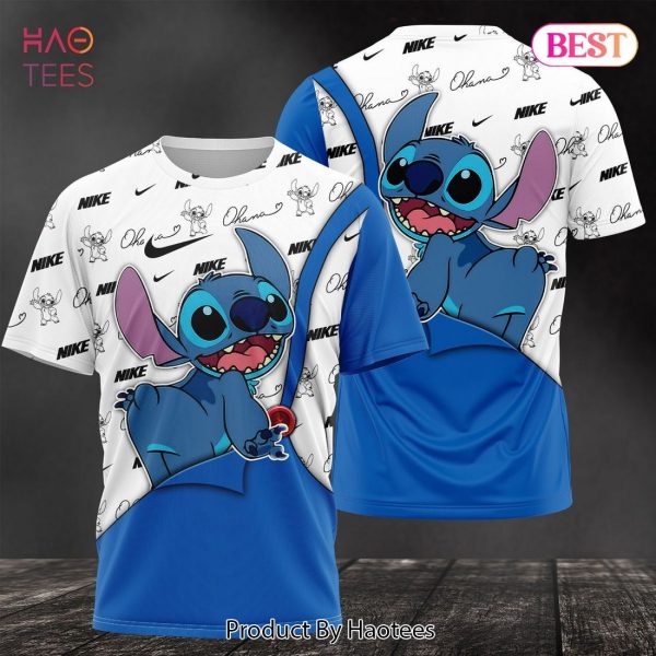 NEW Stitch Nike Blu White Luxury Color 3D T-Shirt Limited Edition