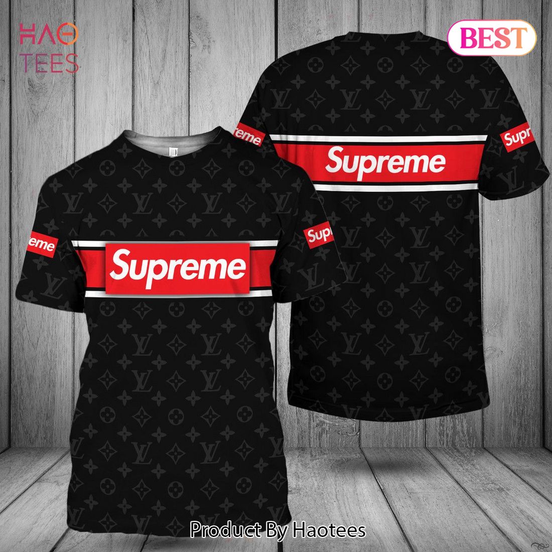 NEW Supreme Full Printing Logo Loius Vuitton Luxury Brand 3D T-Shirt Limited Edition