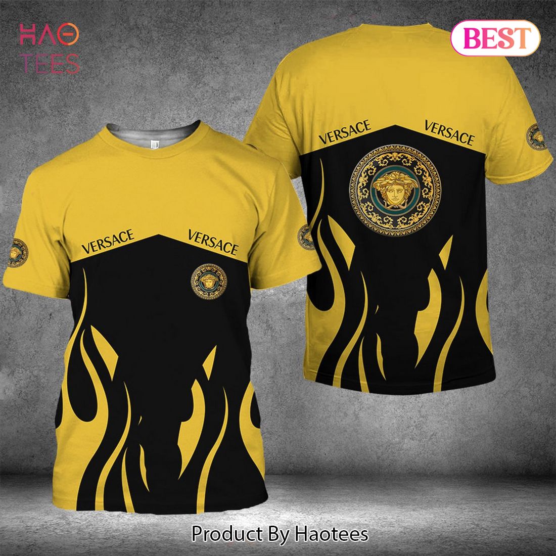 NEW Versace Black Mix Gold Luxury Brand 3D T-Shirt POD Design