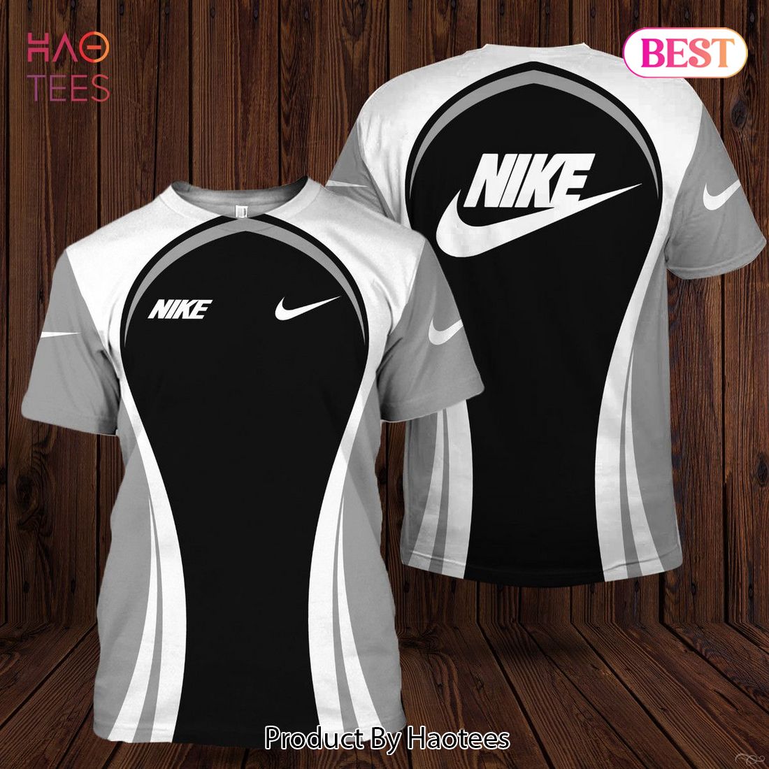 Nike Black White Grey Luxury Brand 3D T-Shirt All Over Printed