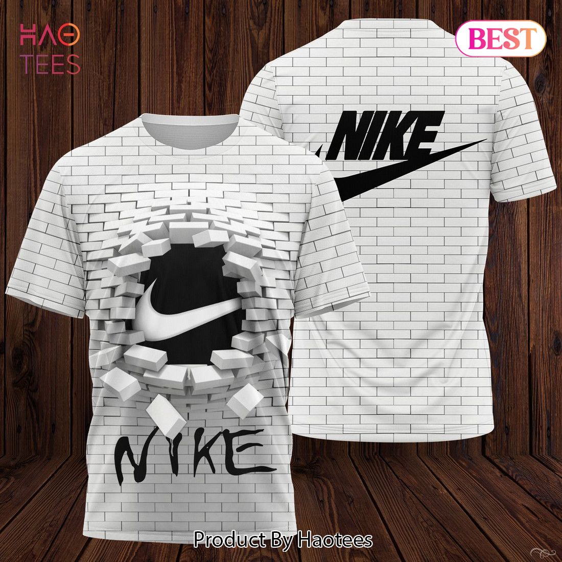 Nike White Color Luxury Brand Black Logo 3D T-Shirt Limited Edition