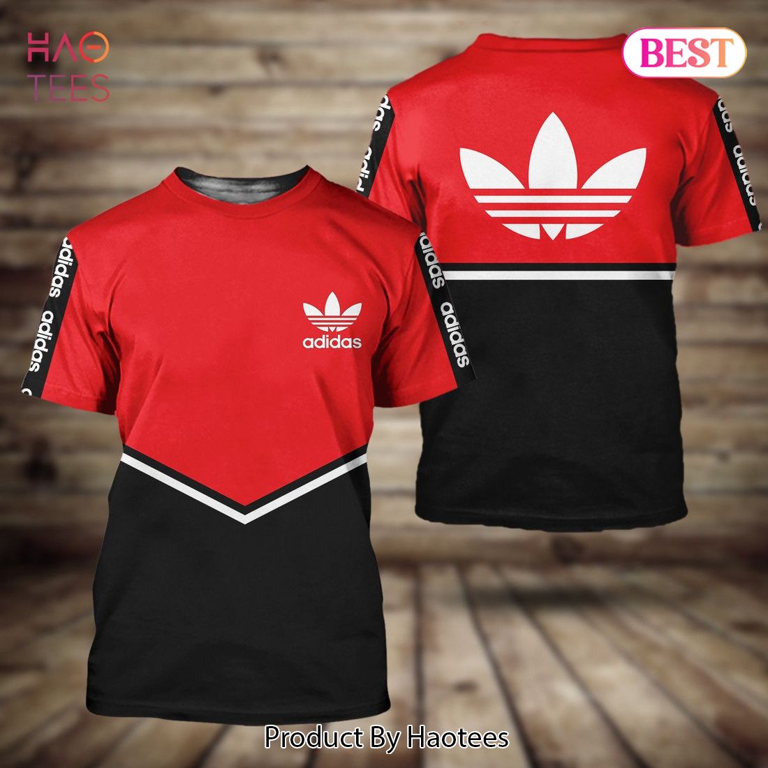 THE BEST Adidas 3D T-Shirt Red Mix Luxury Color POD Design