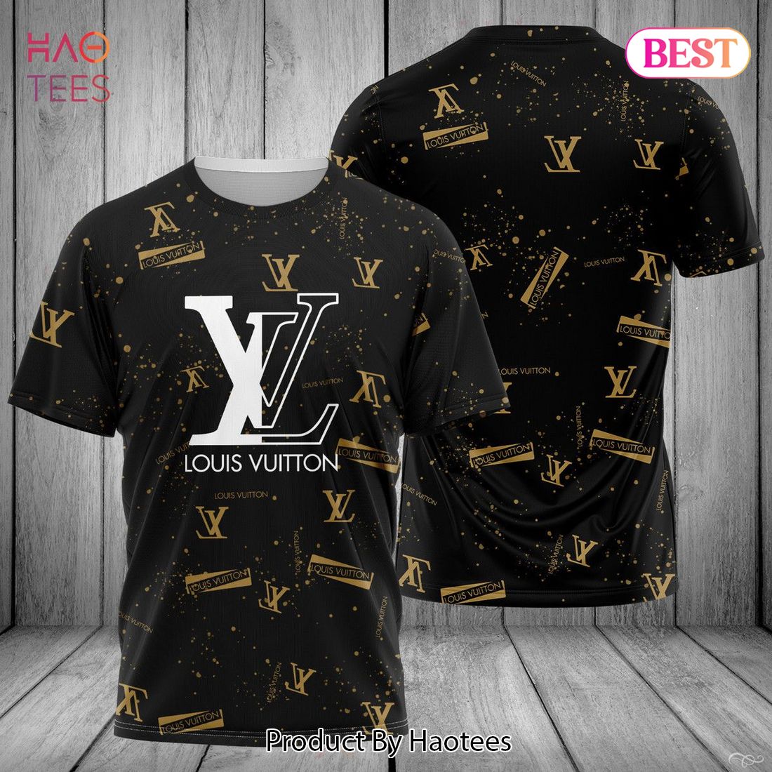 THE BEST Louis Vuitton Black Luxury Color 3D T-Shirt POD Design