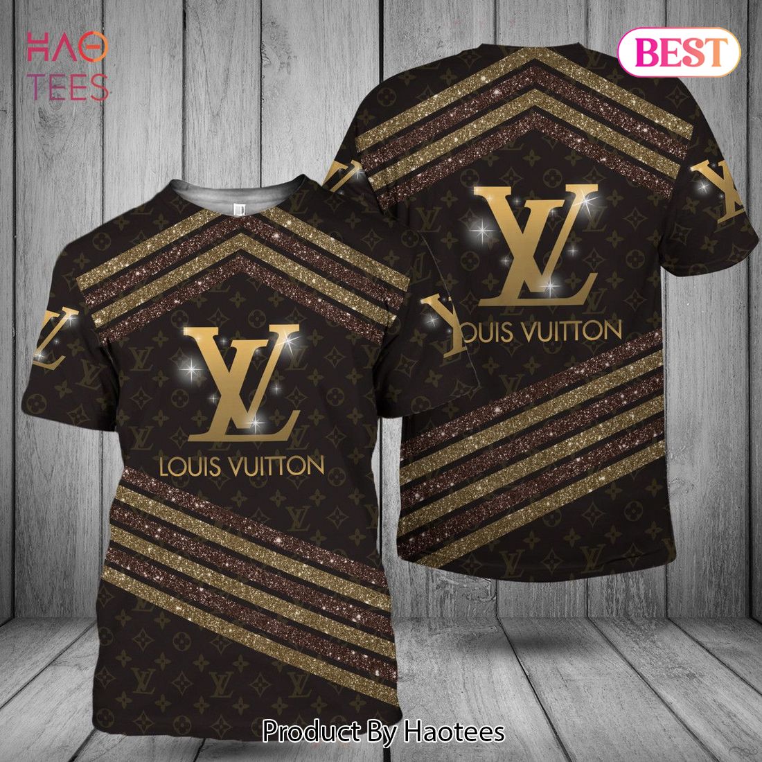 THE BEST Louis Vuitton Glitter Plaid 3D T-Shirt POD Design