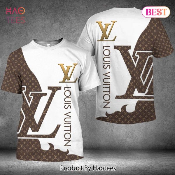 THE BEST Louis Vuitton White Mix Brown Luxury Color 3D T-Shirt POD Design