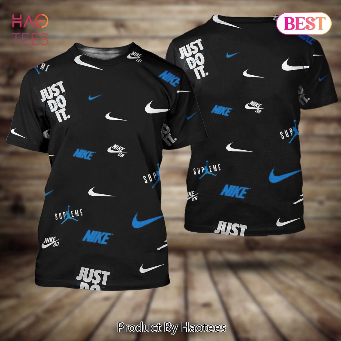 THE BEST Nike Blue White Black Luxury Brand 3D T-Shirt Limited Edition
