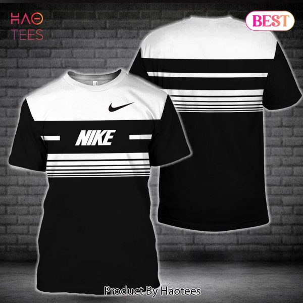 THE BEST Nike Horizontal Plaid Pattern Black White Luxury Brand 3D T-Shirt Limited Edition