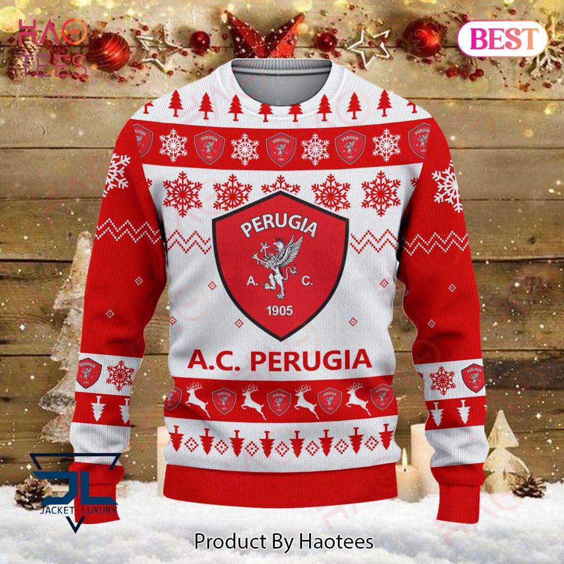 A.C. Perugia Red Mix White Sweater Limited Edition A.C. Perugia Red Mix White Sweater Limited Edition