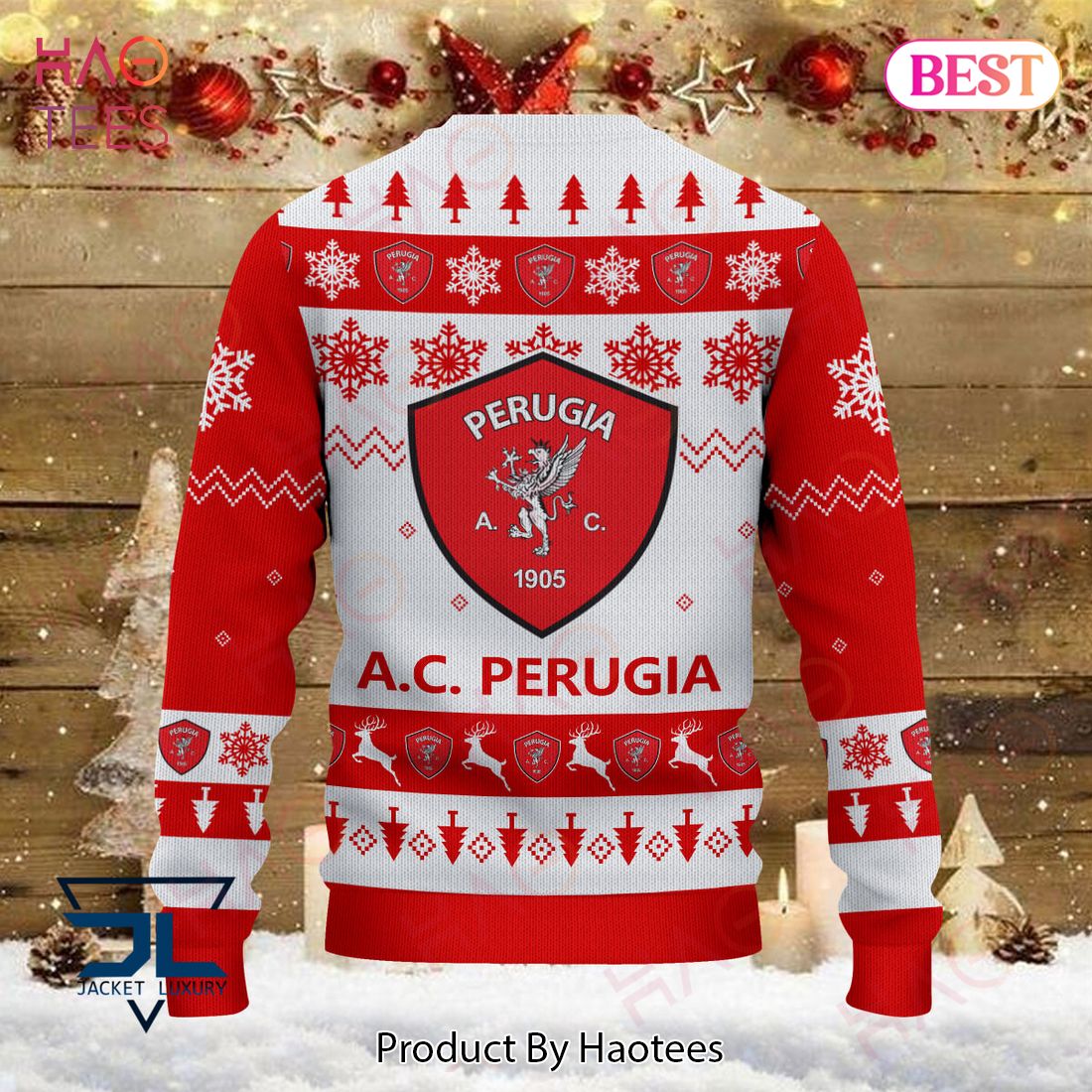 A.C. Perugia Red Mix White Sweater Limited Edition A.C. Perugia Red Mix White Sweater Limited Edition