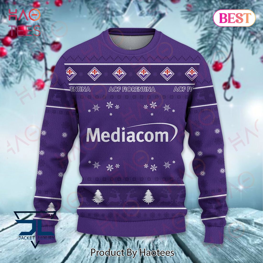 ACF Fiorentina Mediacom Christmas Luxury Brand Sweater Limited Edition ACF Fiorentina Mediacom Christmas Luxury Brand Sweater Limited Edition