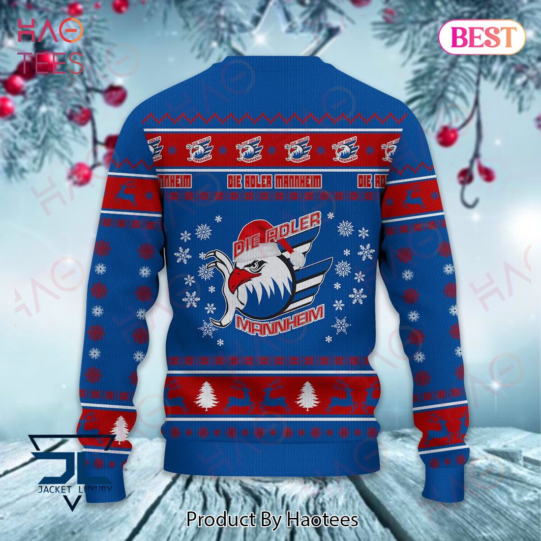 Adler Mannheim Blue Mix Red Christmas Luxury Brand Sweater Limited Edition Adler Mannheim Blue Mix Red Christmas Luxury Brand Sweater Limited Edition