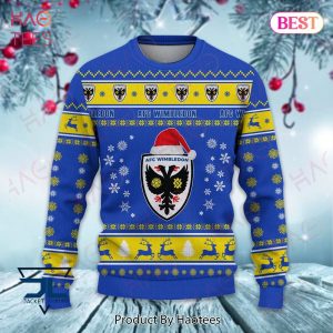 AFC Wimbledon Gold Mix Blue Christmas Luxury Brand Sweater Limited Edition