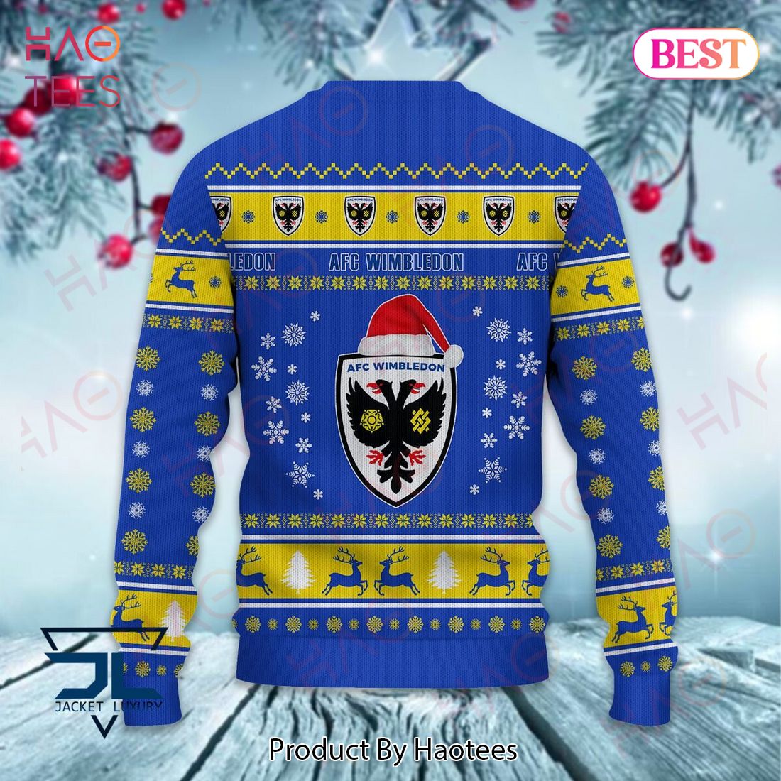 AFC Wimbledon Gold Mix Blue Christmas Luxury Brand Sweater Limited Edition AFC Wimbledon Gold Mix Blue Christmas Luxury Brand Sweater Limited Edition
