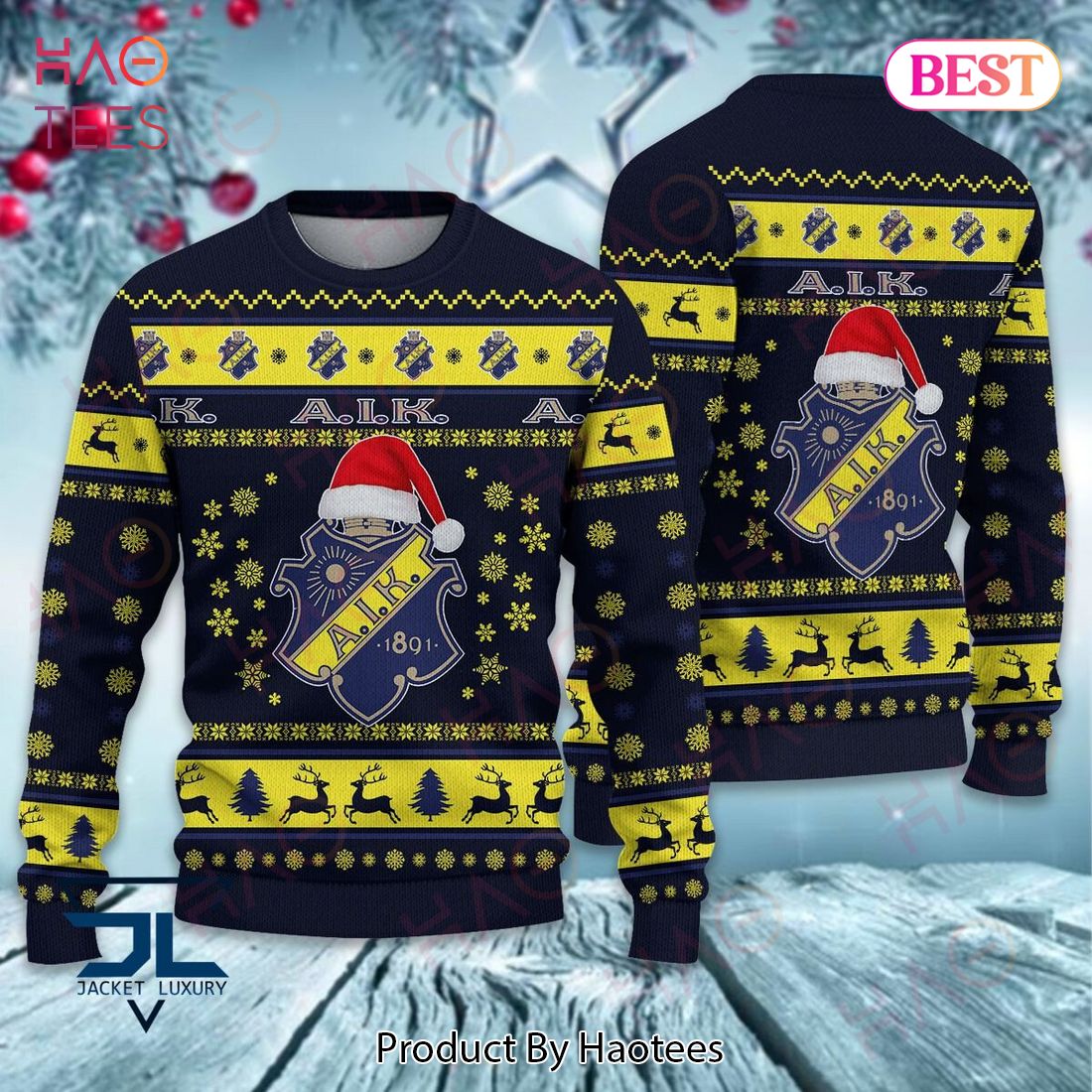 AIK Black Mix Gold Christmas Luxury Brand Sweater Limited Edition