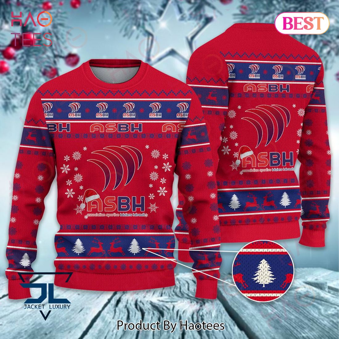 AS Beziers Herault Red Mix Blue Christmas Luxury Brand Sweater Limited Edition