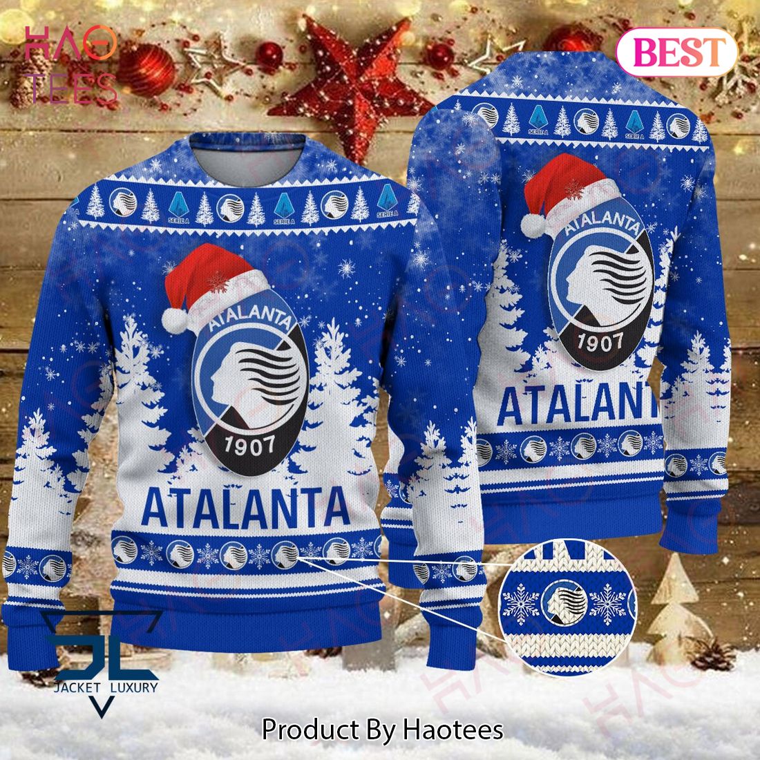 Atalanta 1907 Blue Mix White Christmas Luxury Brand Sweater Limited Edition