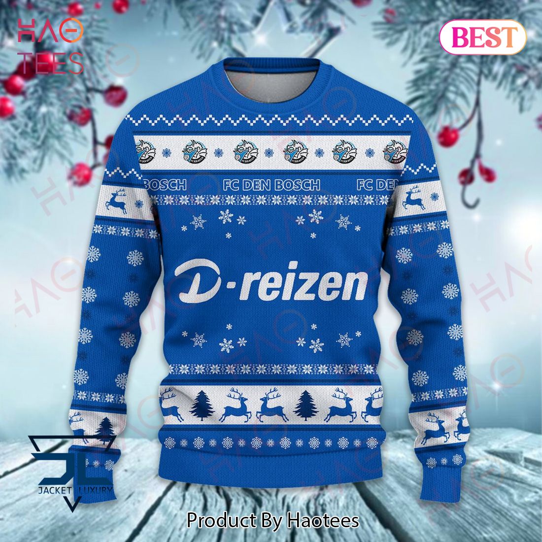 BEST FC Den Bosch Blue Mix White Christmas Luxury Brand Sweater Limited Edition BEST FC Den Bosch Blue Mix White Christmas Luxury Brand Sweater Limited Edition