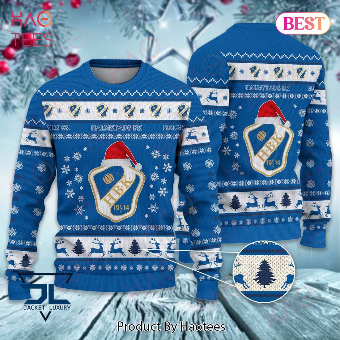BEST Halmstads BK White Mix Blue Luxury Brand Sweater Limited Edition
