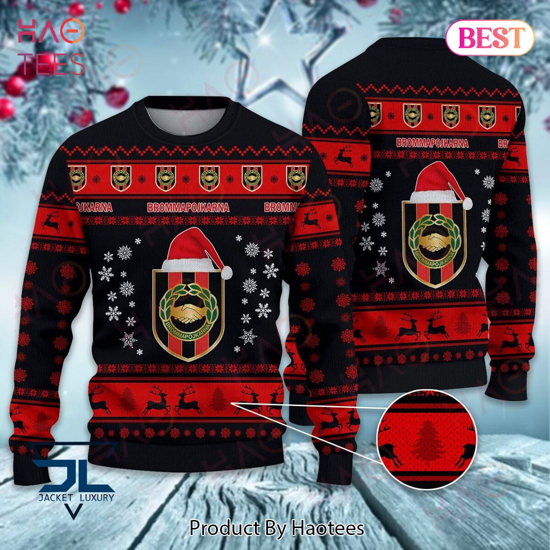 Brommapojkarna Black Mix Red Christmas Luxury Brand Sweater Limited Edition