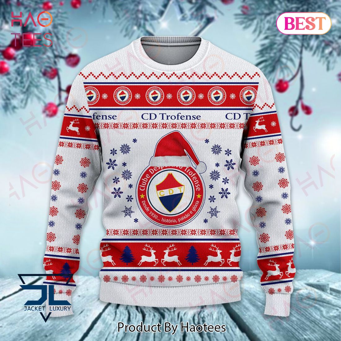 C.D. Trofense White Mix Red Christmas Luxury Brand Sweater Limited Edition C.D. Trofense White Mix Red Christmas Luxury Brand Sweater Limited Edition