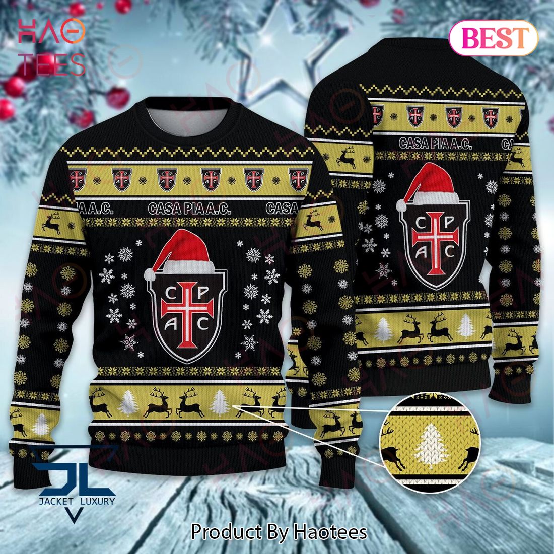 Casa Pia A.C Black Mix Gold Christmas Luxury Brand Sweater Limited Edition