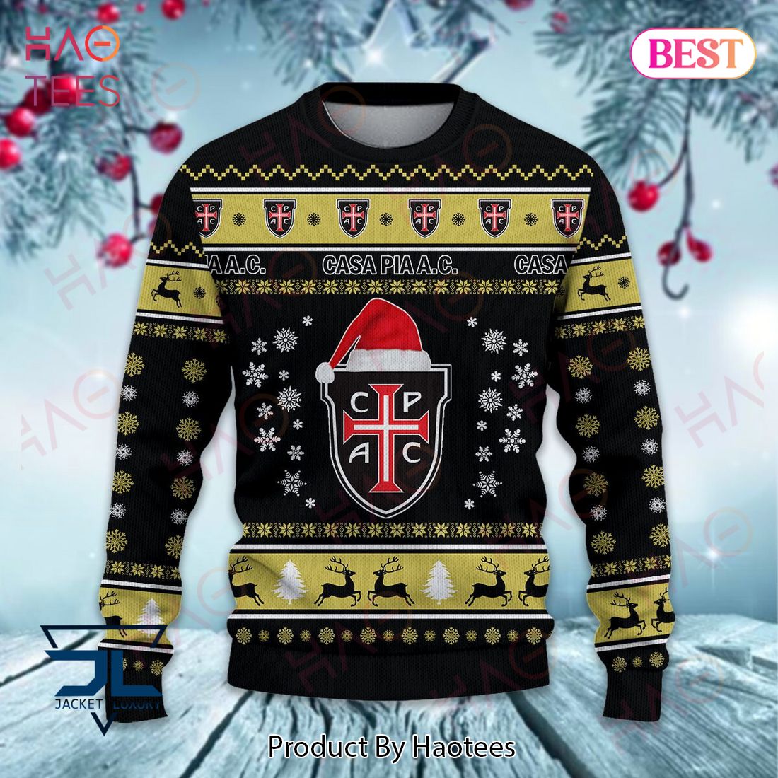 Casa Pia A.C Black Mix Gold Christmas Luxury Brand Sweater Limited Edition Casa Pia A.C Black Mix Gold Christmas Luxury Brand Sweater Limited Edition