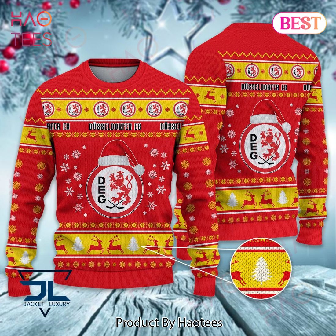 Dusseldorfer EG Red Mix Gold Christmas Luxury Brand Sweater Limited Edition