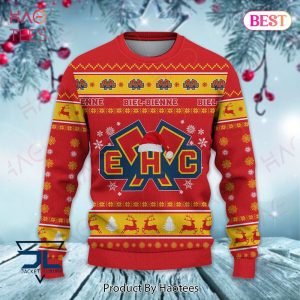 EHC Biel Red Mix Color Christmas Luxury Brand Sweater Limited Edition