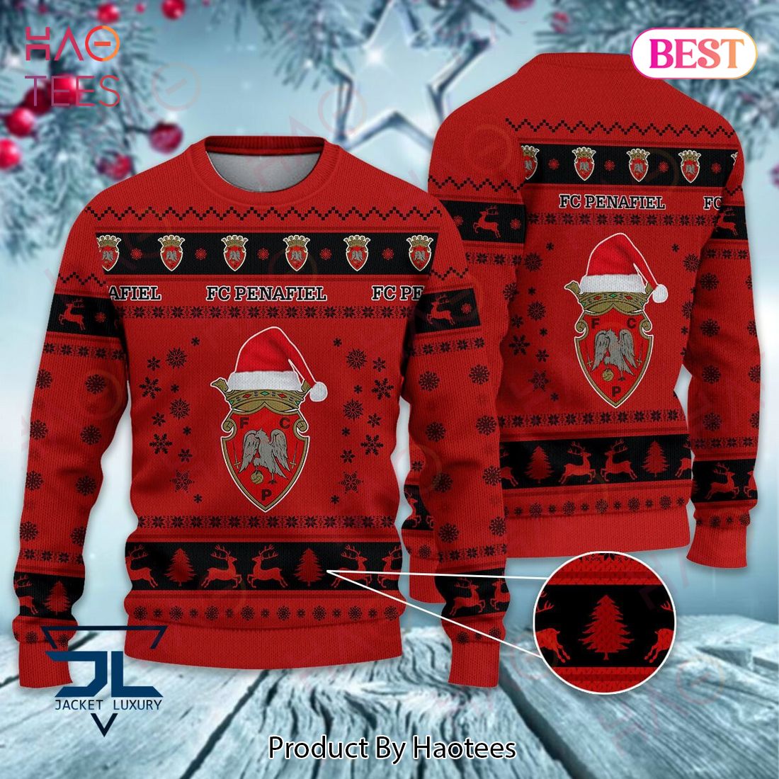F.C. Penafiel Black Mix Red Christmas Luxury Brand Sweater Limited Edition