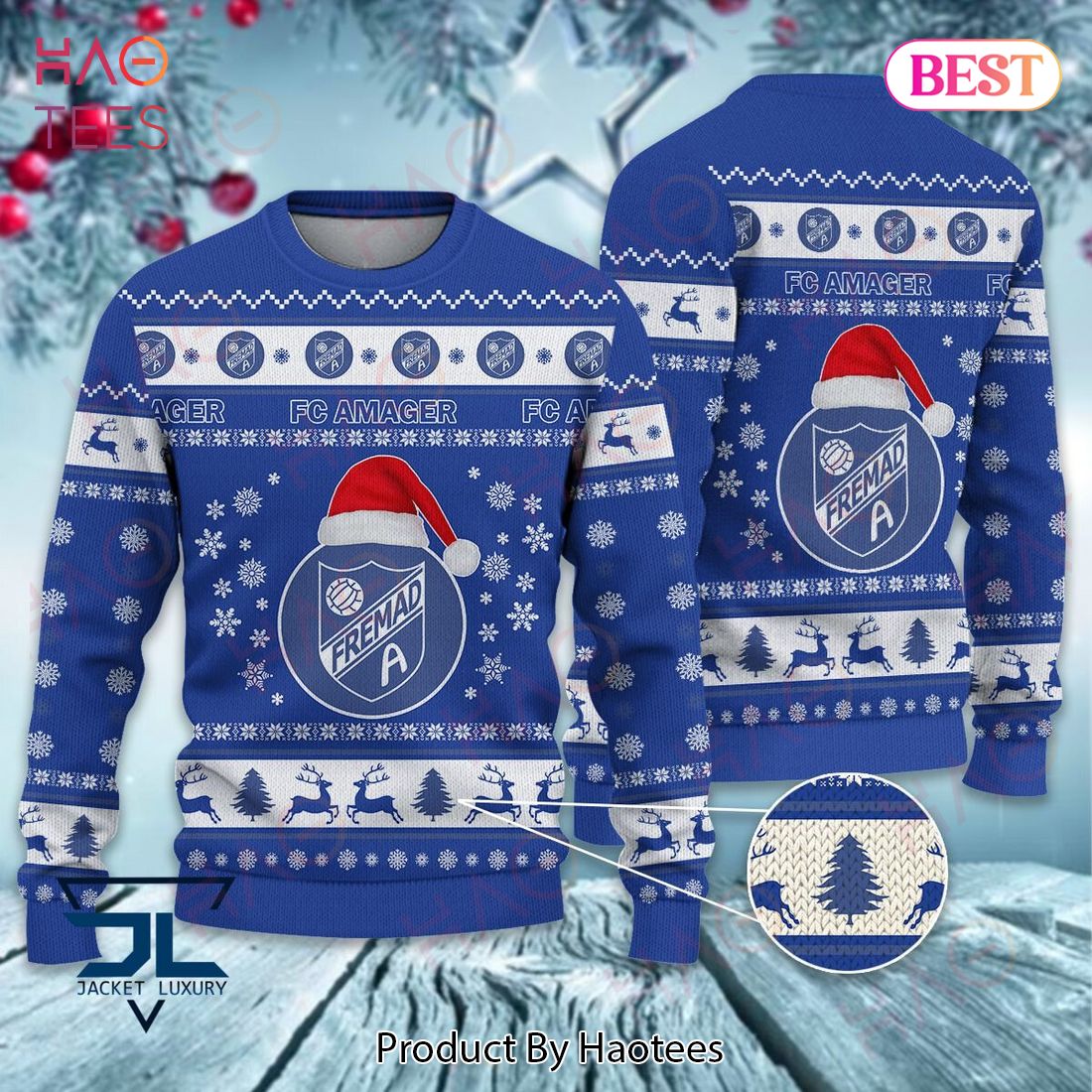 FC Amager Blue Mix White Christmas Luxury Brand Sweater Limited Edition