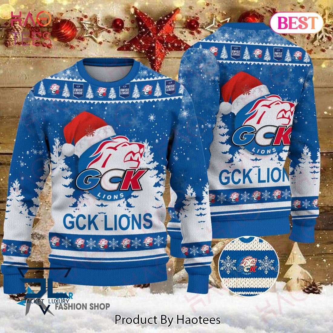 GCK Lions Blue Mix White Christmas Luxury Brand Sweater Limited Edition