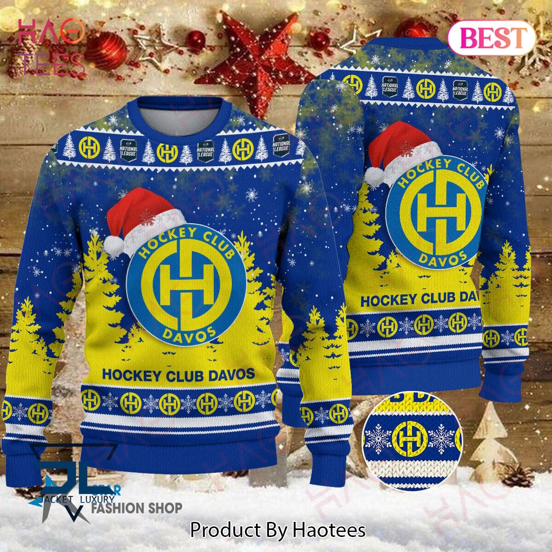 HC Davos Blue Mix Gold Christmas Luxury Brand Sweater Limited Edition