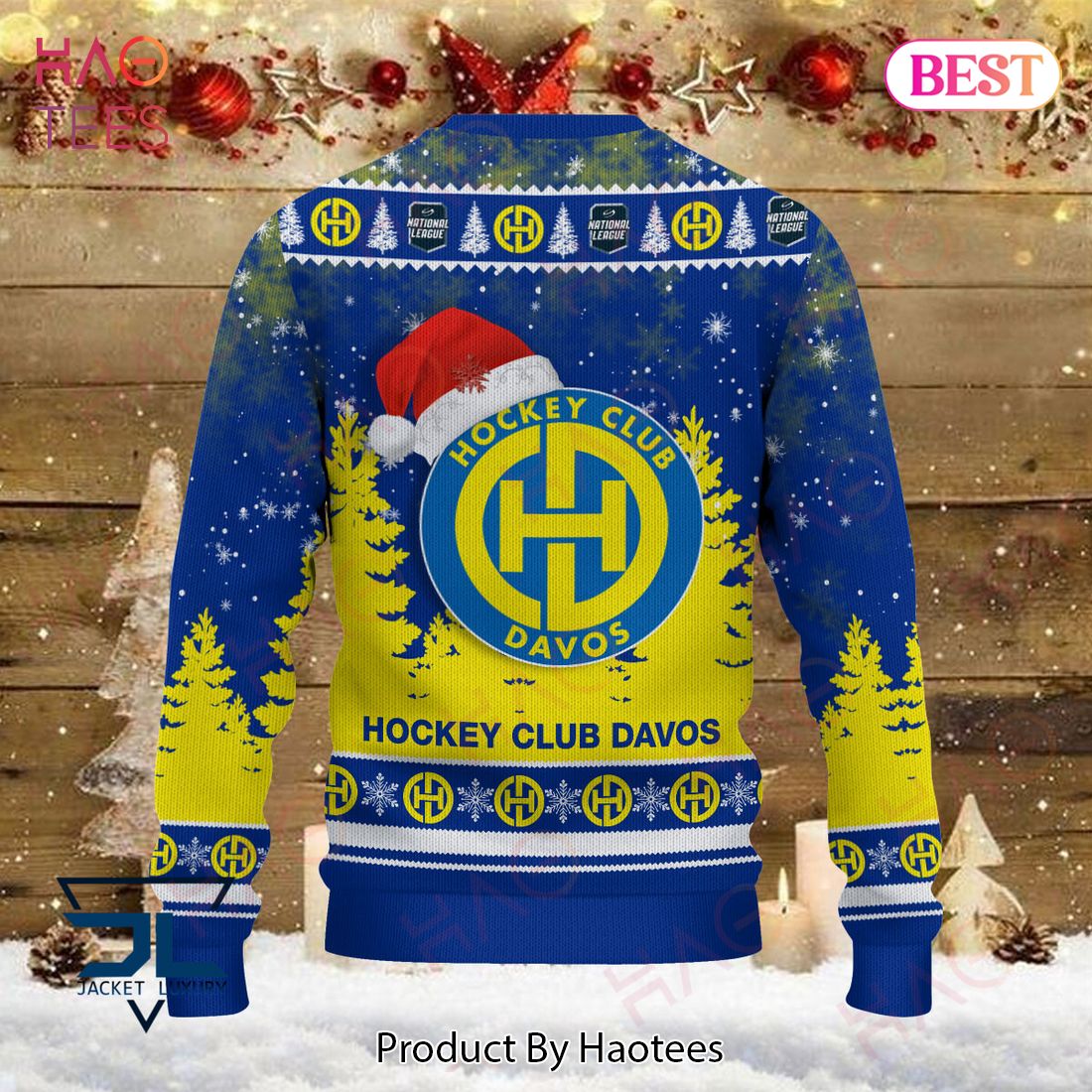 HC Davos Blue Mix Gold Christmas Luxury Brand Sweater Limited Edition HC Davos Blue Mix Gold Christmas Luxury Brand Sweater Limited Edition