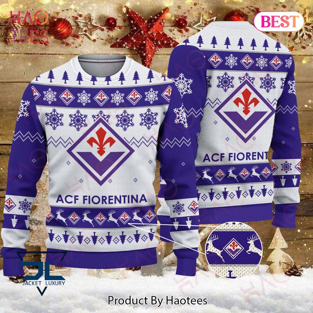 HOT ACF Fiorentina White Mix Violet Christmas Luxury Brand Sweater Limited Edition