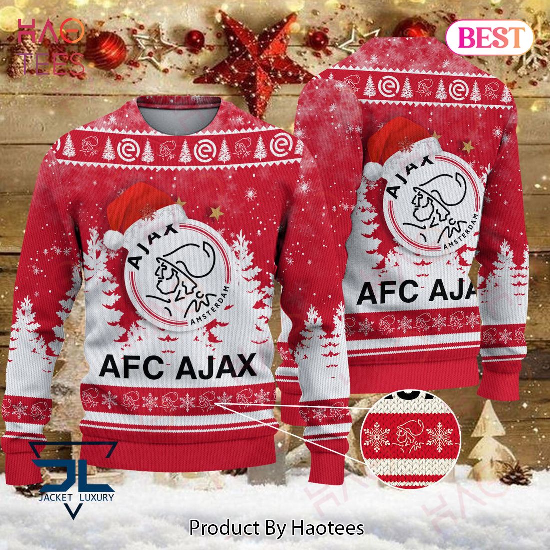 HOT AFC Ajax Pink Mix White Christmas Luxury Brand Sweater Limited Edition