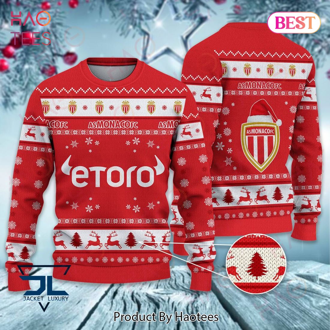 HOT AS Monaco Red Mix White Christmas Luxury Brand Sweater Limited Edition