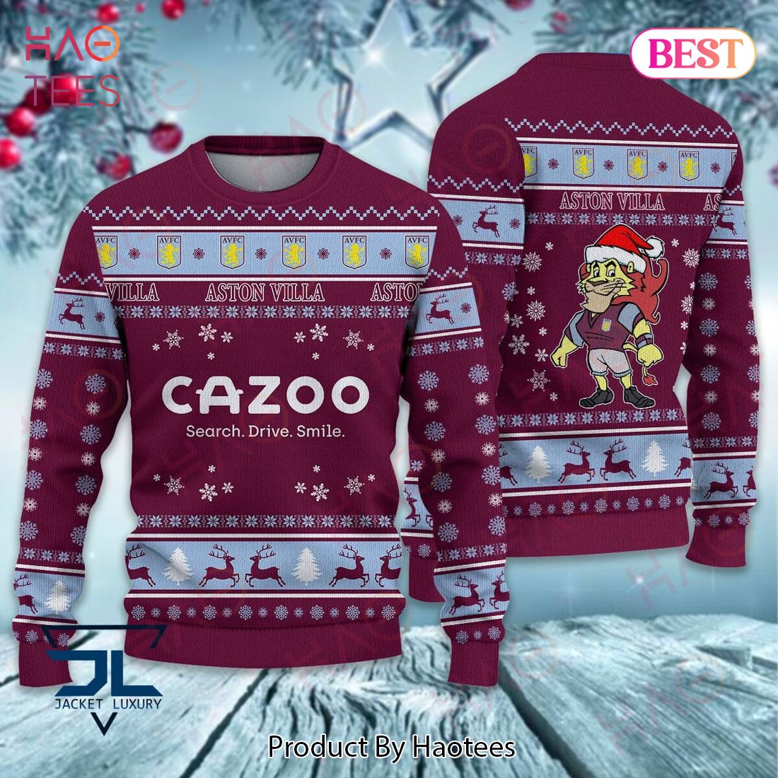 HOT Aston Villa F.C Cazoo Christmas Luxury Brand Sweater Limited Edition