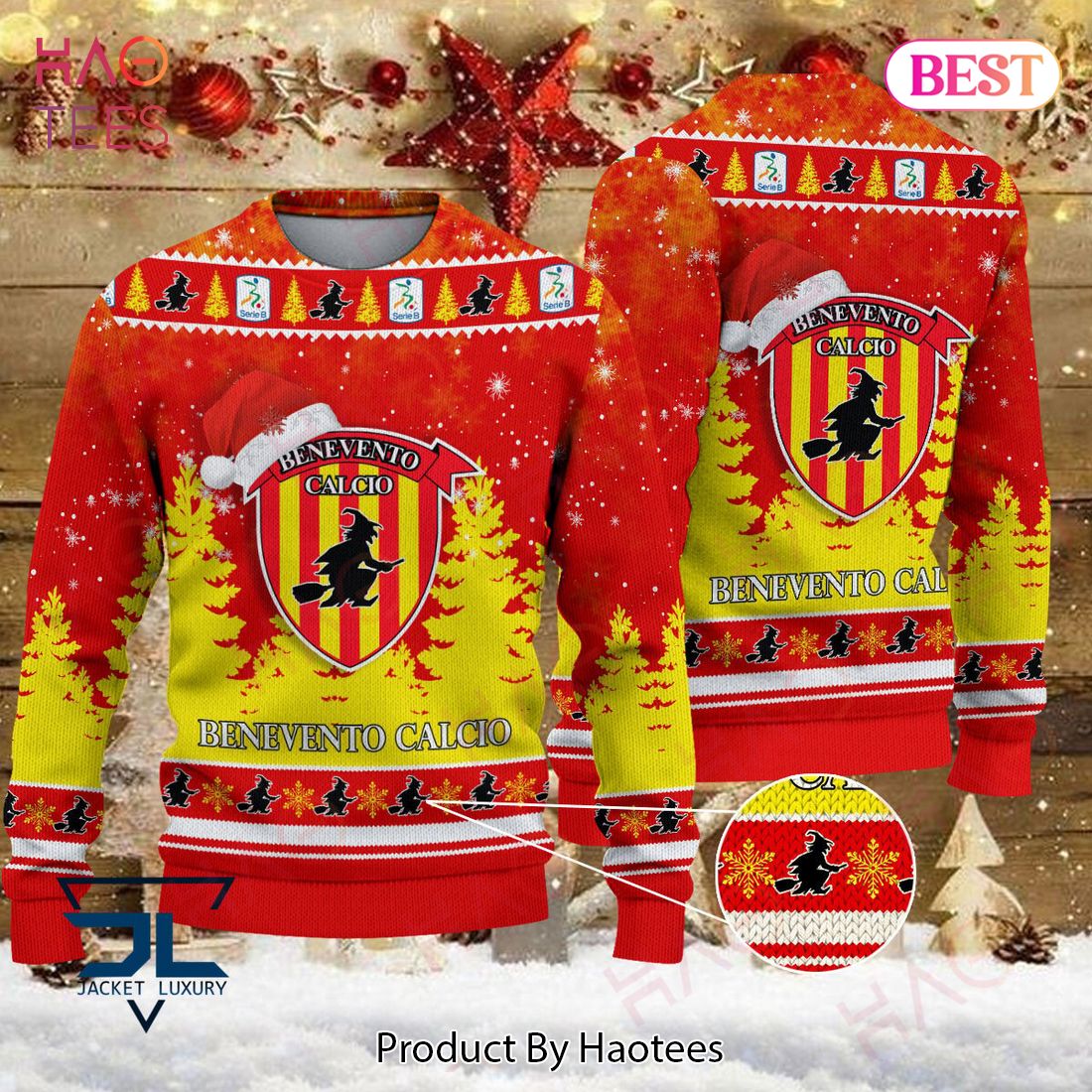 HOT Benevento Calcio Gold Mix Red Christmas Luxury Brand Sweater Limited Edition