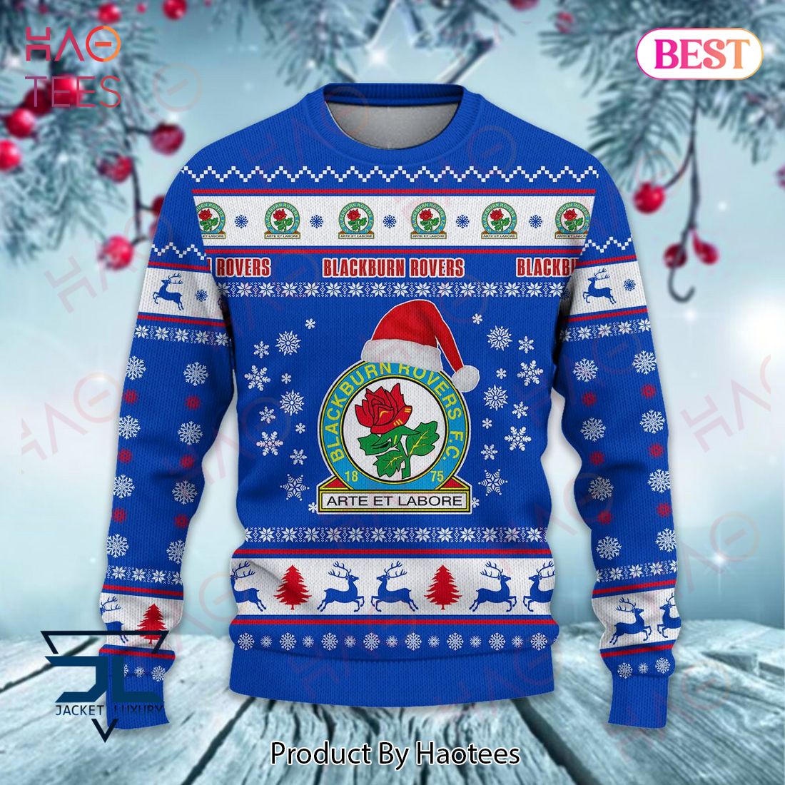 HOT Blackburn Rovers 1875 Arte Et Labore Christmas Luxury Brand Sweater Limited Edition HOT Blackburn Rovers 1875 Arte Et Labore Christmas Luxury Brand Sweater Limited Edition