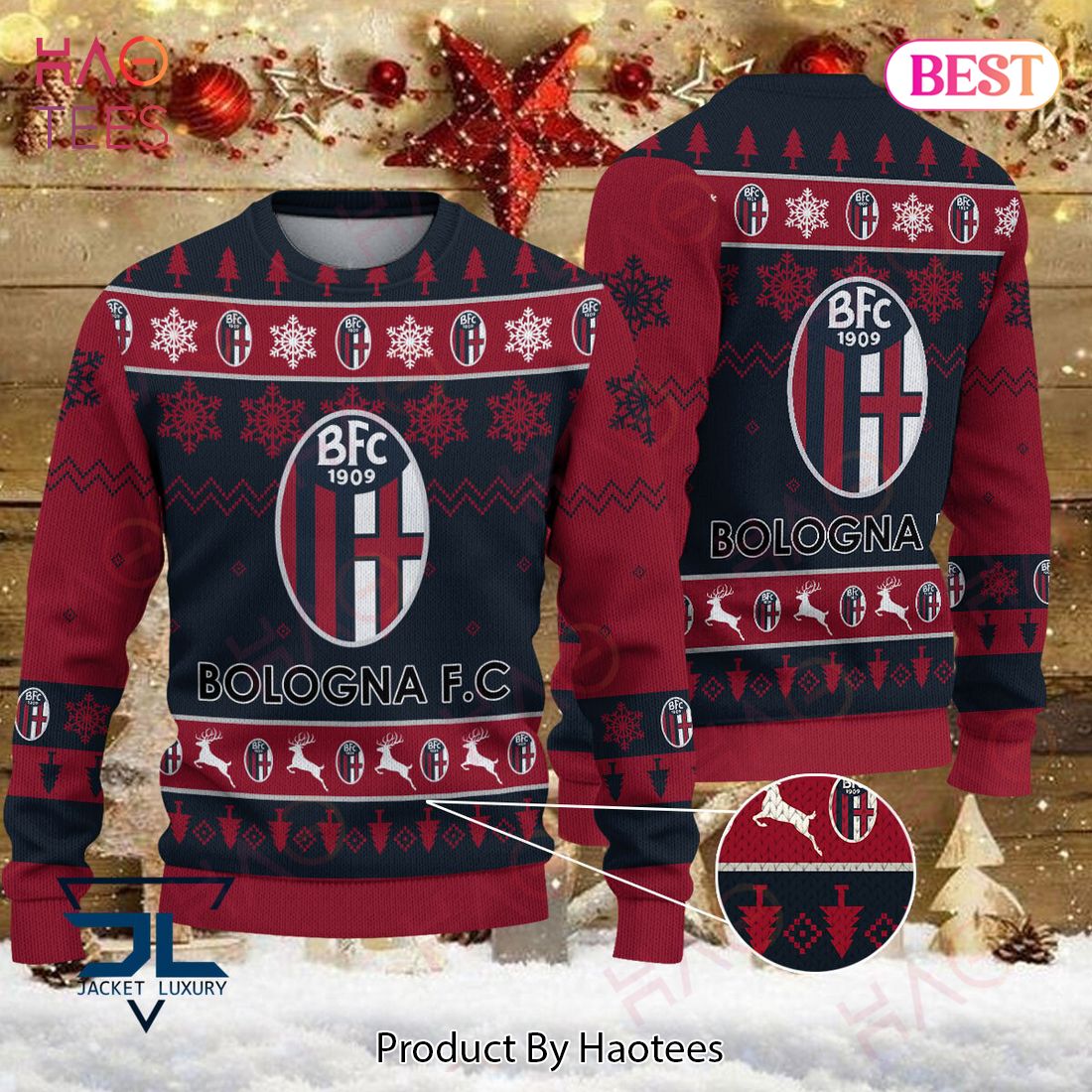 HOT Bologna Fc 1909 Red Mix Black Christmas Luxury Brand Sweater Limited Edition