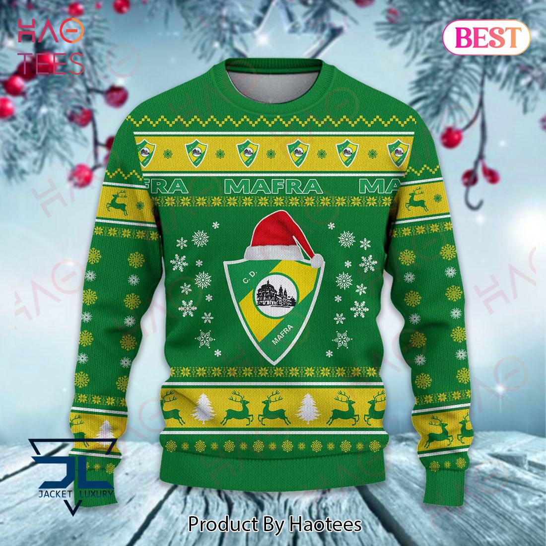 HOT C.D. Mafra Green Mix Gold Christmas Luxury Brand Sweater Limited Edition HOT C.D. Mafra Green Mix Gold Christmas Luxury Brand Sweater Limited Edition
