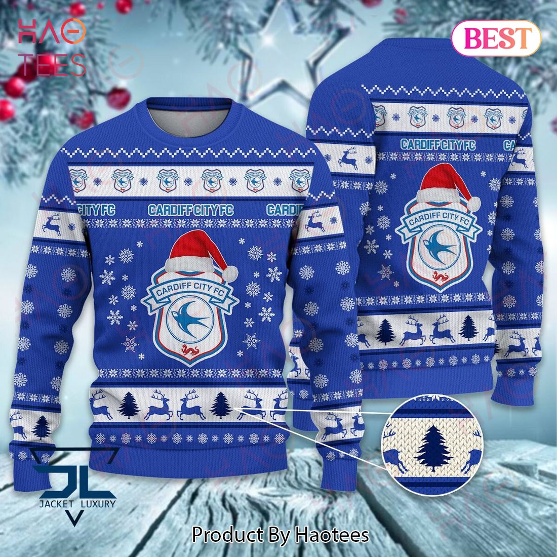 HOT Cardiff City F.C Christmas Luxury Brand Sweater Limited Edition HOT Cardiff City F.C Christmas Luxury Brand Sweater Limited Edition