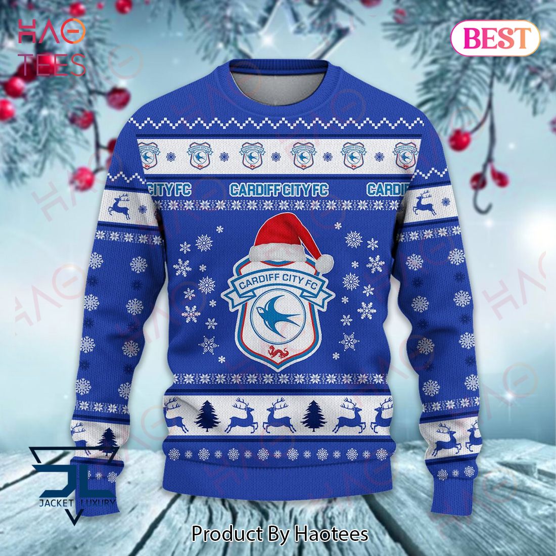 HOT Cardiff City F.C Christmas Luxury Brand Sweater Limited Edition HOT Cardiff City F.C Christmas Luxury Brand Sweater Limited Edition